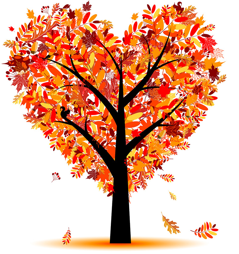 Heart shaped autumnal tree